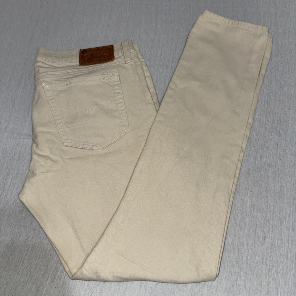 Polo Ralph Lauren Jeans Womens 31x31 Tompkins Mid Rise Cream White Denim Tan EUC